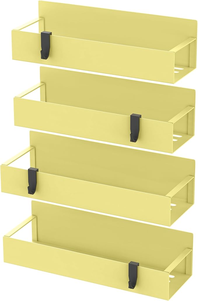 Metal Magnetic Spice Rack for Refrigerator Yellow, 4 Pack | Magnetic Shelves - Image 6