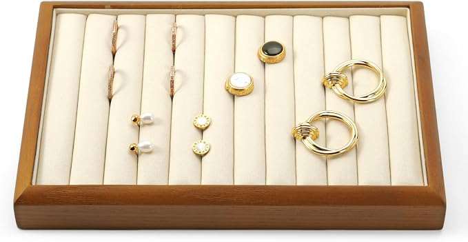 Oirlv Solid Wood 11 Slots Ring Tray Jewelry Organizer Tray Jewelry Drawer by Oirlv