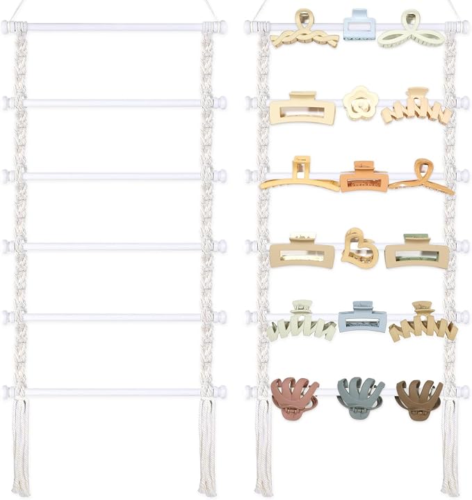 Macrame Hair Claw Clip Organizer, Claw Clip Hanger Home Decor by WelcometoSNOWSTAR