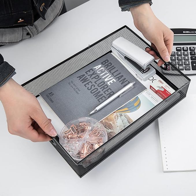 Desk Drawer Organizer, A4 Large Metal Mesh Desk Organizer Tray, Versatile - Image 3