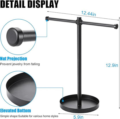 Jewelry Necklace Organizer Stand, 12.9" Tall Sturdy Metal Jewelry Stand - Image 4