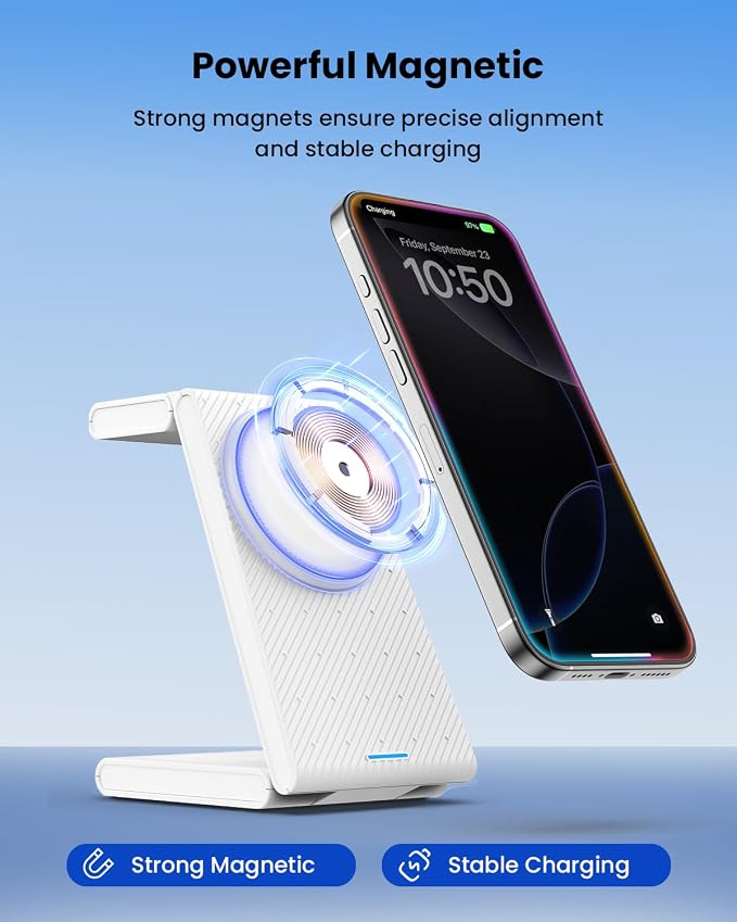 3 in 1 Wireless Charging Station, Foldable Magnetic Wireless Charger Stand - Image 2