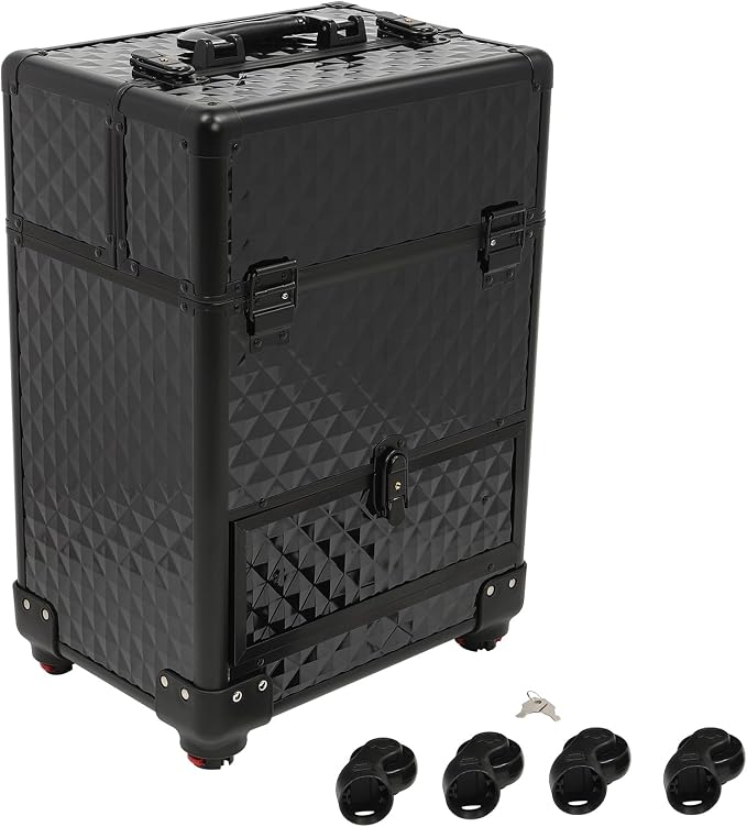 Rolling Makeup Train Case with Drawers, Portable Rolling Makeup Cart with Wheels - Image 5