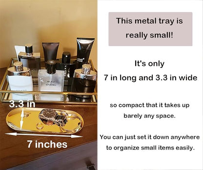 Stainless Steel Decorative Tray, 7 Inch Long, Jewelry Dish Cosmetics Organizer - Image 4