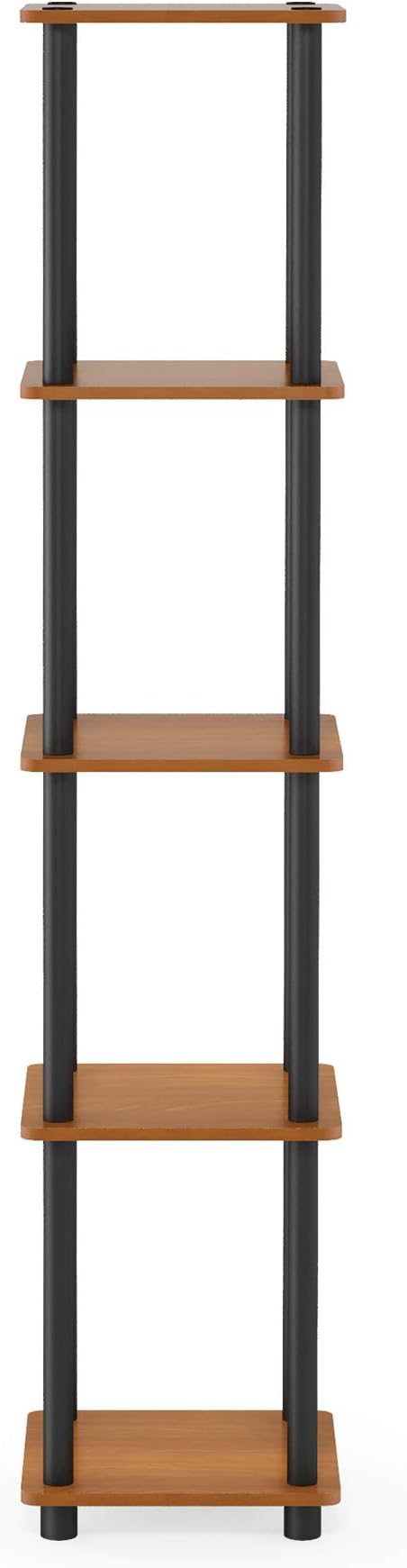 FURINNO Turn-N-Tube 5-Tier Corner Square Rack Display Shelf, Light Cherry/Black - Image 5