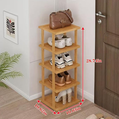 SAN HE Bamboo Shoe Rack 5Tier- Vertical Shoe Rack - Image 2