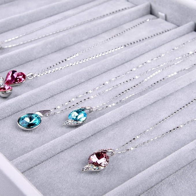 Oirlv Velvet Stackable Jewelry Tray Display Organizer, Necklace Pendant | Soft - Image 4