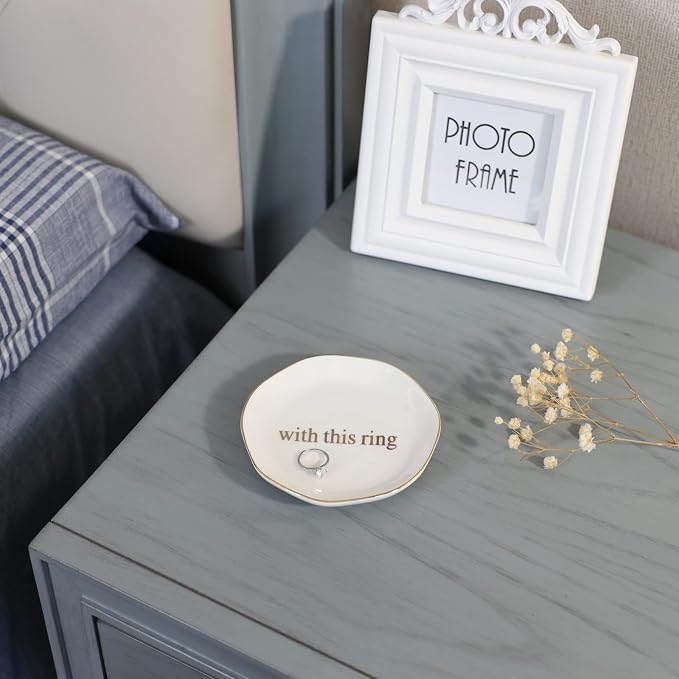 Engagement Wedding Ring Dish-With This Ring Jewelry Dish Tray-Gifts - Image 5