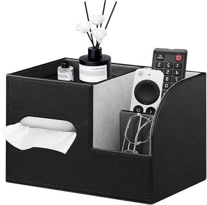 PU Leather Tissue Box Cover Square, Tissue Box Holder Organizer by YAPISHI