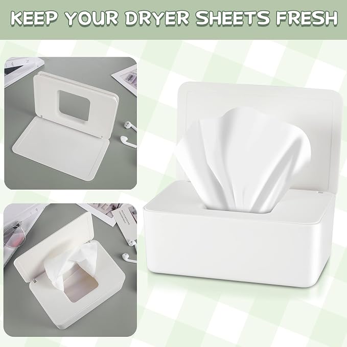 Newtay Dryer Sheet Holder with Hinged Lid, Plastic Dryer Sheet Dispenser - Image 3