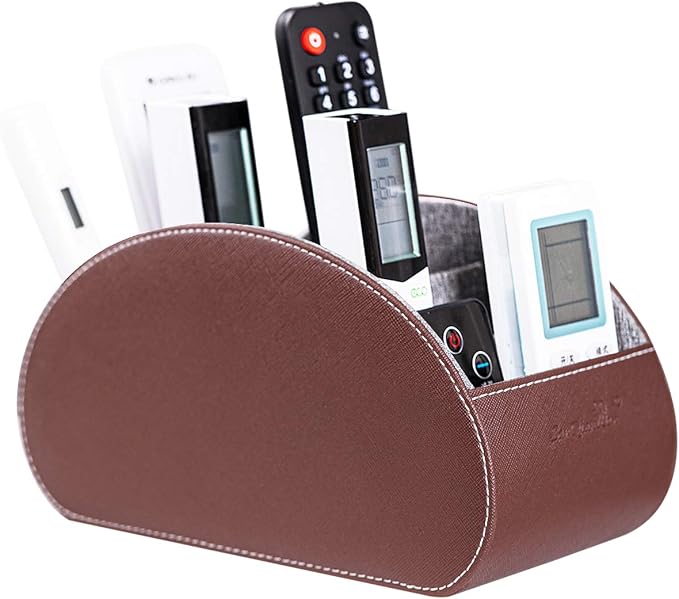Wide Remote Control Holder, PU Leather Organizer Box by SANQIANWAN