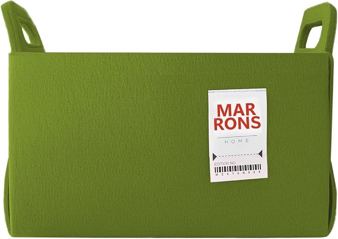 Collapsible Felt OLIVE Storage Bin Medium 11"x7.1"x7.1" – Foldable Basket by MARRONS