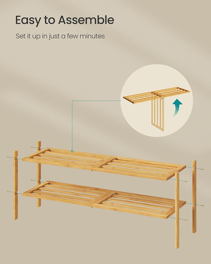 SONGMICS Bamboo Shoe Rack for Closet, Stackable Shoe Oragnizer - Image 7