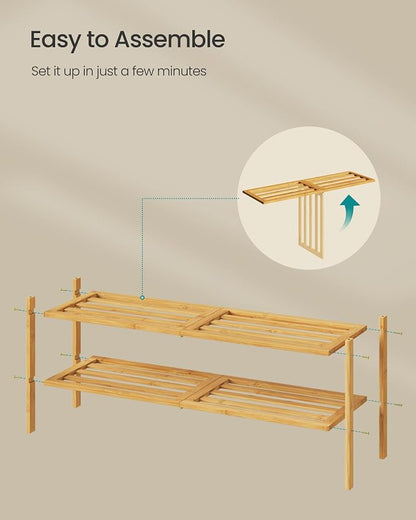 SONGMICS Bamboo Shoe Rack for Closet, Stackable Shoe Oragnizer - Image 7