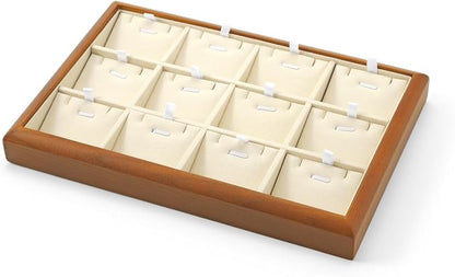 Oirlv Solid Wood 12 Grid Liner Pendant Jewelry Organizer Tray Jewelry Drawer - Image 7