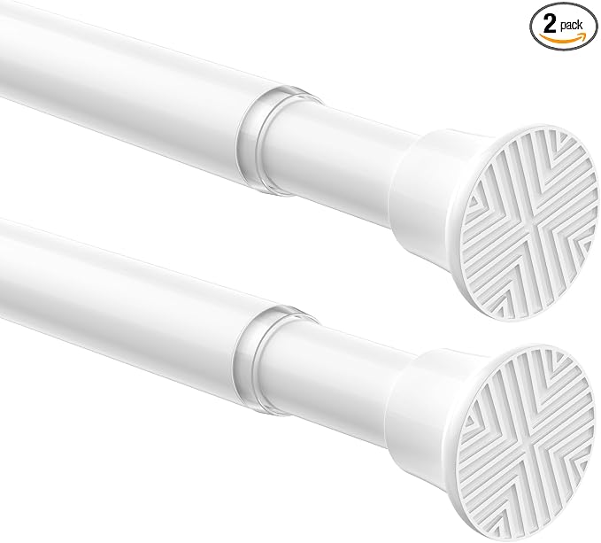 2 Pack Spring Tension Curtain Rod 24-46 inch, Adjustable Expandable Tension by SISELBATensionCurtainRod