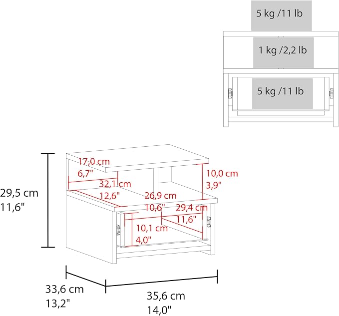 Floating Nightstand, 1 Drawer, Open Shelf, Wall Mounted Design - Image 2