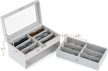 CO-Z Sunglasses Organizer with 12 Slots, Leather Eyeglasses Storage Box - Image 6