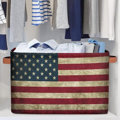 Pardick Storage Basket American USA Flag, Large Foldable Organizer Storage Bins - Image 5