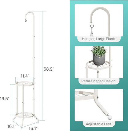 2-Tier Hanging Plant Stand, Heavy Duty Metal Planter Rack - Image 4