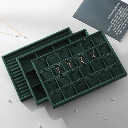 Velvet Necklace Display Tray, Stackable 24 Grid Insert Pendant Necklaces - Image 7