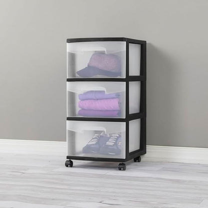 Sterilite 8 Pack Plastic Storage Organizer, 3 Drawer Rolling Bin Cart, Closet - Image 7