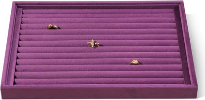 Velvet Ring Display Tray, Stackable Muilt Slot Rings Ear Stud Storage Tray by Dansmiy