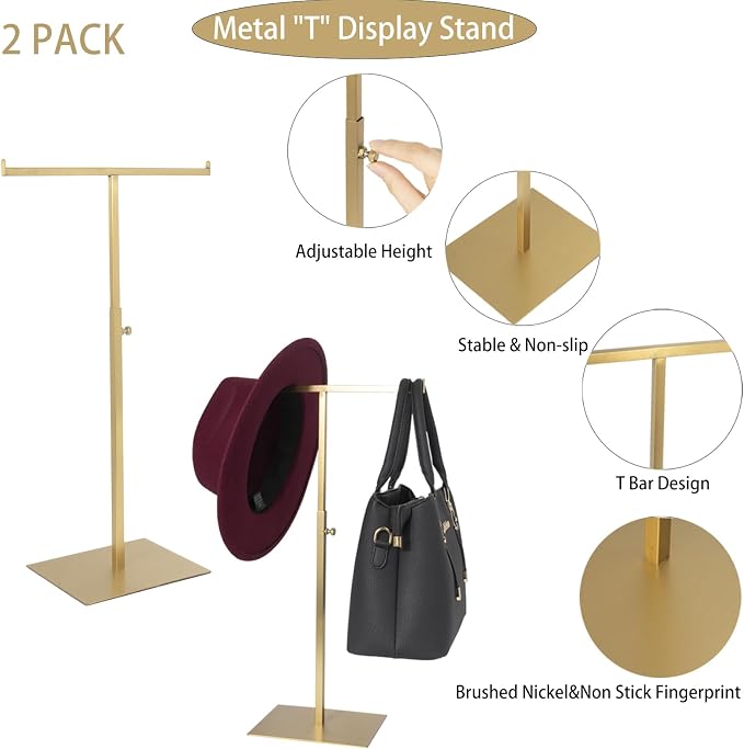 Display Stand Stainless Steel Jewelry Towers Bag Stand Tabletop Double Hook - Image 6