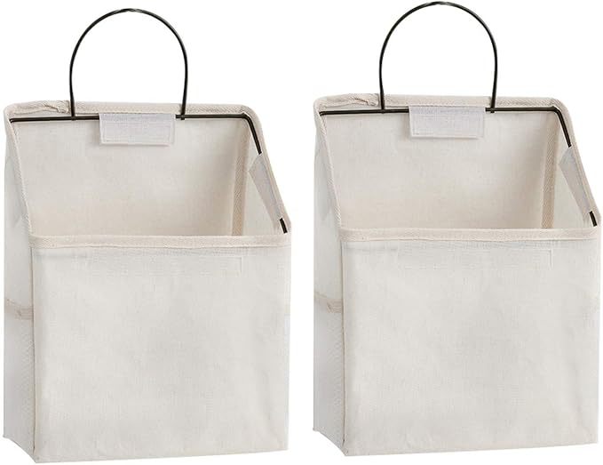 Wall-Hanging Storage Bags, Desktop Organizer Basket Cotton Linen Hanging by RUIPBOTE