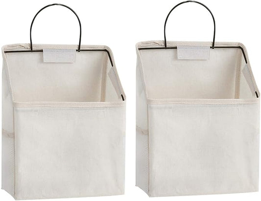 Wall-Hanging Storage Bags, Desktop Organizer Basket Cotton Linen Hanging by RUIPBOTE