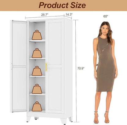 71" White Metal Storage Cabinet - Image 3