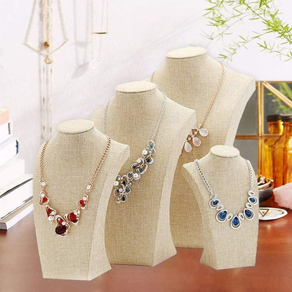 Beige Linen Necklace Display Bust - Image 6
