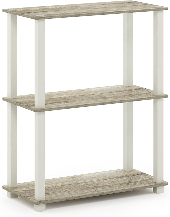 Furinno TURN-S-TUBE Storage Shelves, 3-Tier Book Shelf, Corner Shelf, Toolless - Image 5