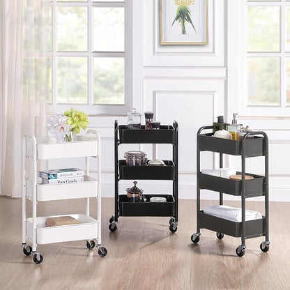 SunnyPoint 3-Tier Delicate Compact Rolling Metal Storage Organizer - Image 5
