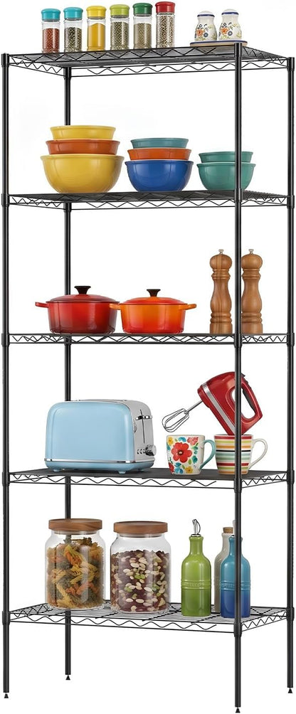 BestOffice | 5-Tier Wire Shelf | 14" x 24" x 60" | Black | Storage Shelves by BestOffice