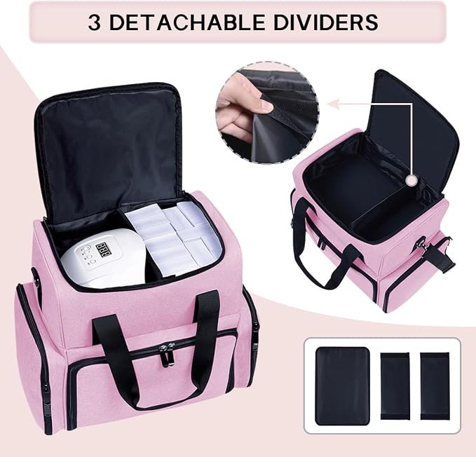 Large Cosmetic Bag with 4 Removable Case and 2 Removable Dividers Double Layer - Image 4