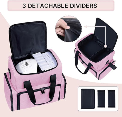 Large Cosmetic Bag with 4 Removable Case and 2 Removable Dividers Double Layer - Image 4
