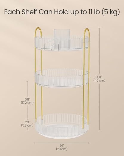 SONGMICS Makeup Organizer, 3-Tier Round Rotating Skincare Organizer Countertop - Image 5