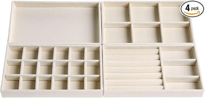 Velvet Jewelry Organizer for Drawer, Stackable Jewelry Drawer Inserts in Dresser by AIRZSNRY