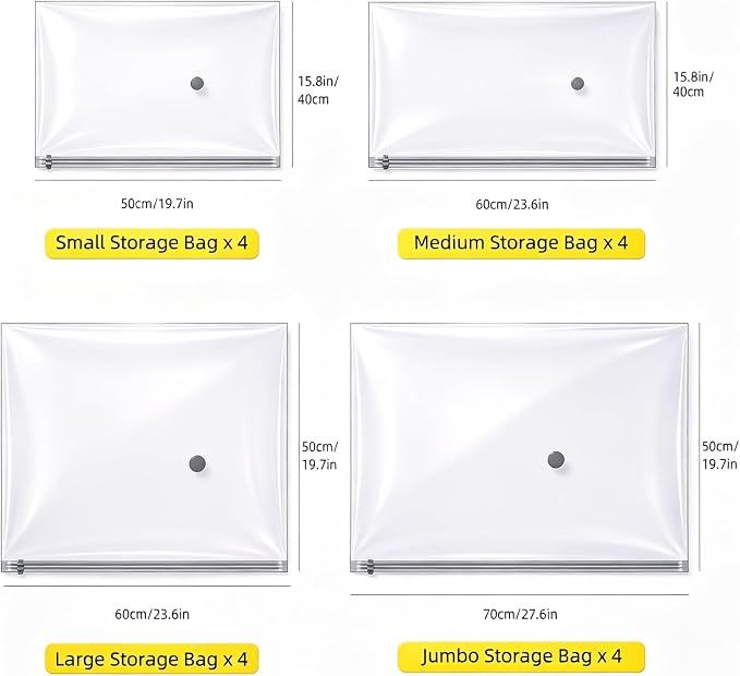 Vacuum Compression Bags with 2‑in‑1 Rechargeable Air Pump, 16 Pack Multi‑Size - Image 8