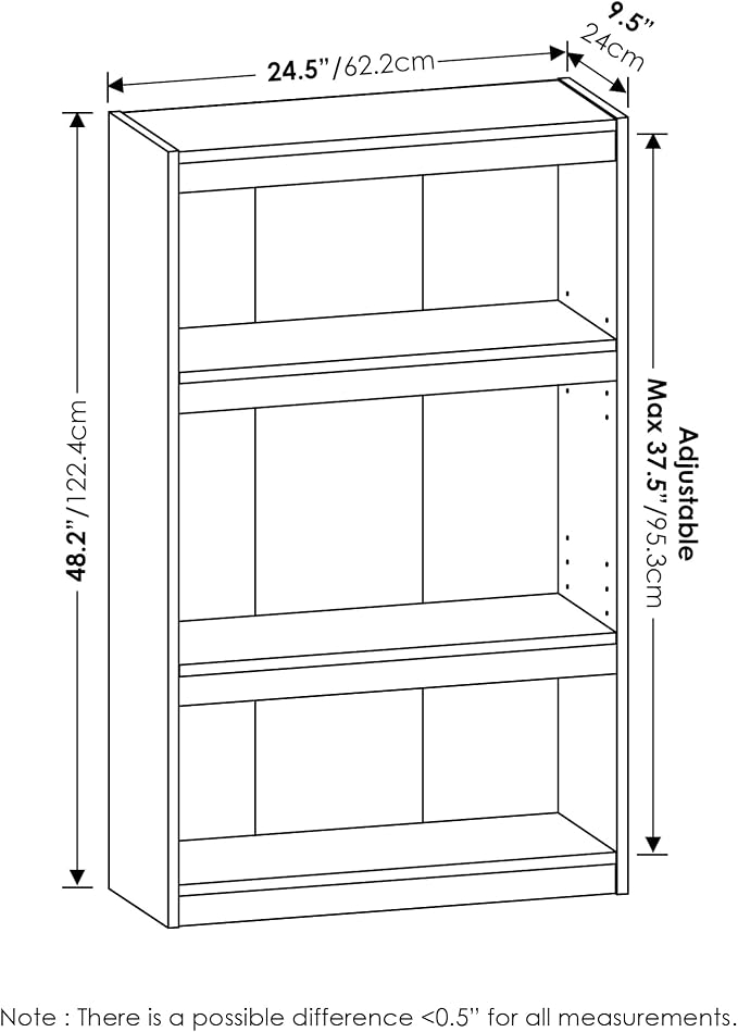 Furinno Jaya Enhanced Home Bookcase 3-Tier Adjustable Bookshelf, Amber Pine - Image 3