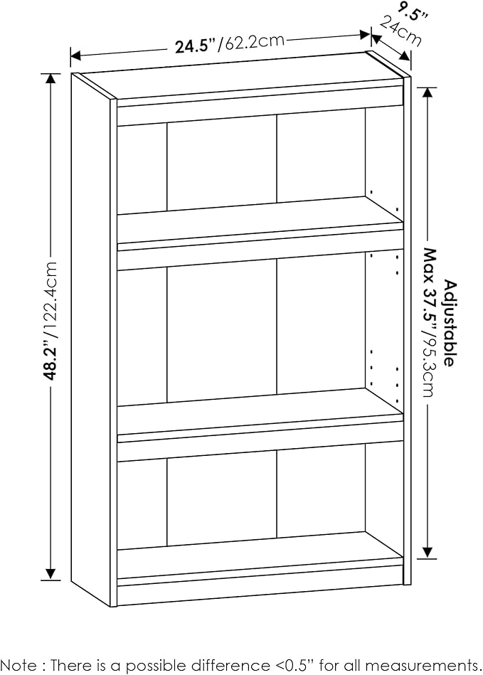 Furinno Jaya Enhanced Home Bookcase 3-Tier Adjustable Bookshelf - Image 3
