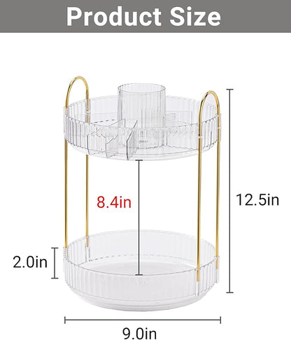 360 Rotating Makeup Organizer, 2 Tier Large Capacity Make Up Organizers and - Image 4