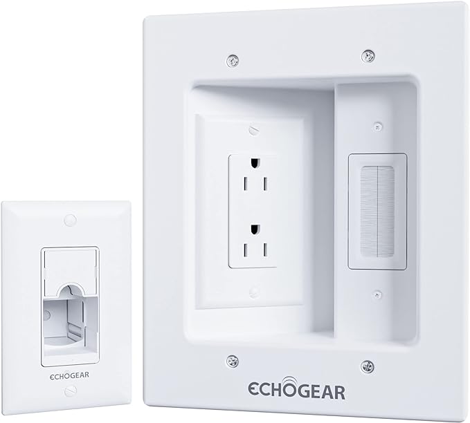 ECHOGEAR TV Cord Hider for Wall Mounted TV – Dual Outlet in-Wall Cable by ECHOGEAR