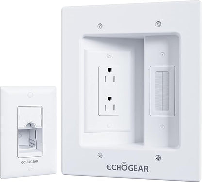 ECHOGEAR TV Cord Hider for Wall Mounted TV – Dual Outlet in-Wall Cable by ECHOGEAR