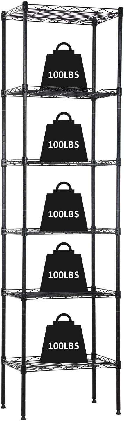 NChanmar 6-Tier Metal Shelving Unit Storage Shelves Metal Shelves 64"x17"x12" by NChanmar