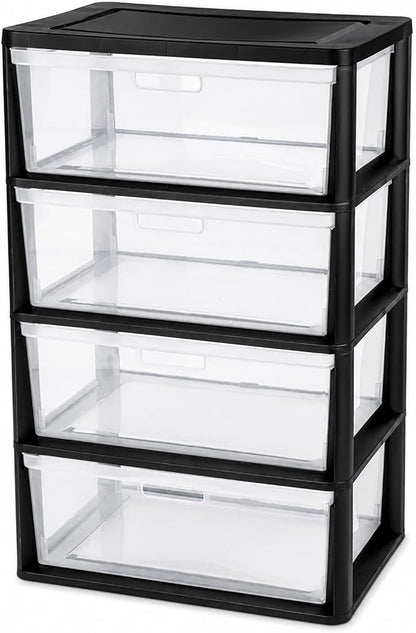 Wide 4 Drawer Plastic Storage Tower Organizer, | Tool-Free Assembly Floor by Unknown