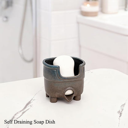Ceramic Sponge Holder with Drainage, Farmhouse Sink Caddy Organizer, Self - Image 8