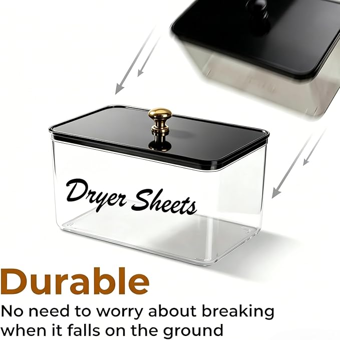 Dryer Sheet Holder with Lid, Acrylic Dryer Dispenser Container Box | - Image 6