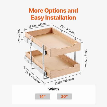VEVOR 2 Tier Pull Out Cabinet Organizer, Soft Close Slide out Shelf, Heavy-Duty - Image 7